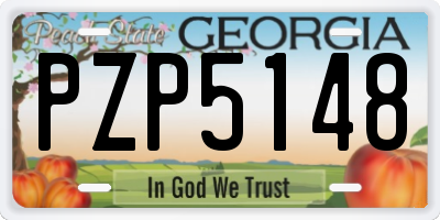 GA license plate PZP5148