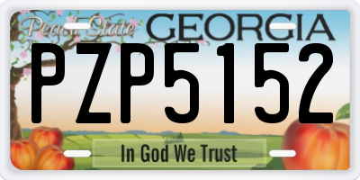 GA license plate PZP5152
