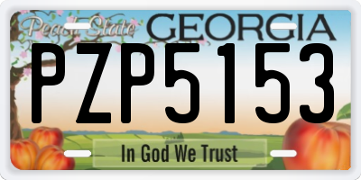 GA license plate PZP5153