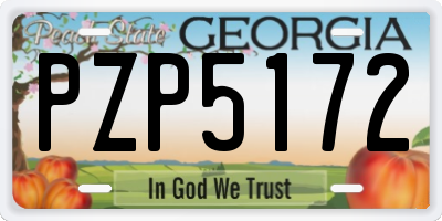 GA license plate PZP5172