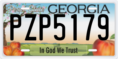 GA license plate PZP5179