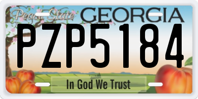 GA license plate PZP5184
