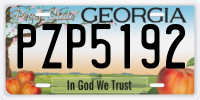 GA license plate PZP5192