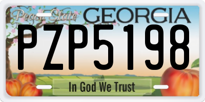 GA license plate PZP5198
