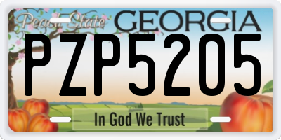 GA license plate PZP5205