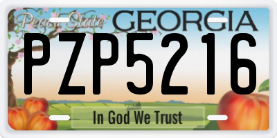 GA license plate PZP5216