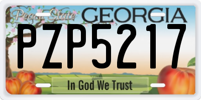 GA license plate PZP5217