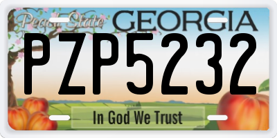 GA license plate PZP5232