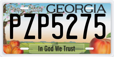 GA license plate PZP5275