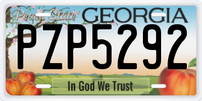 GA license plate PZP5292