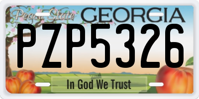 GA license plate PZP5326
