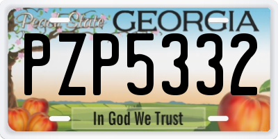 GA license plate PZP5332
