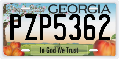 GA license plate PZP5362