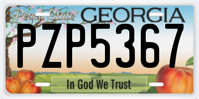 GA license plate PZP5367