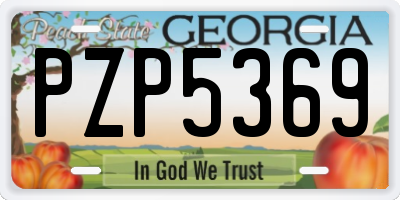 GA license plate PZP5369