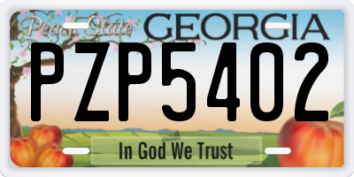 GA license plate PZP5402