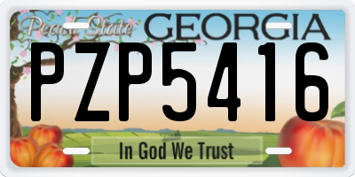GA license plate PZP5416