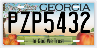 GA license plate PZP5432