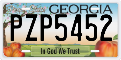 GA license plate PZP5452