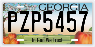 GA license plate PZP5457