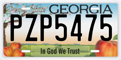 GA license plate PZP5475