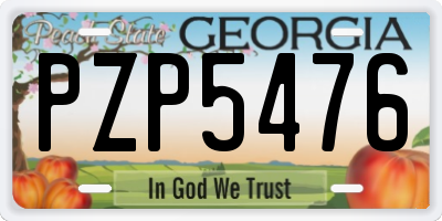 GA license plate PZP5476
