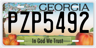 GA license plate PZP5492