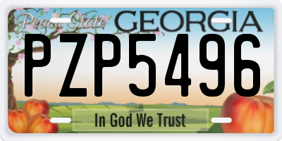 GA license plate PZP5496
