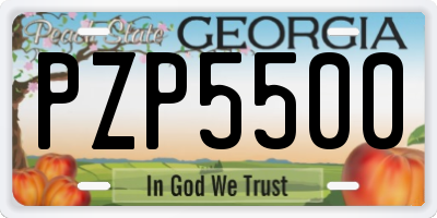 GA license plate PZP5500