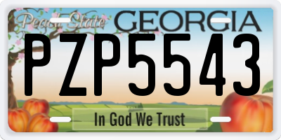GA license plate PZP5543
