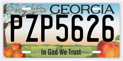 GA license plate PZP5626