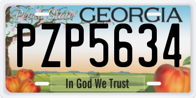 GA license plate PZP5634