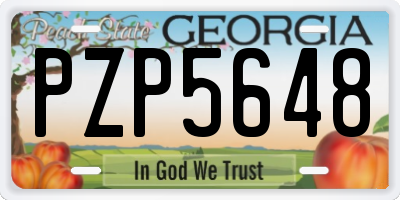 GA license plate PZP5648