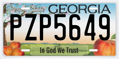 GA license plate PZP5649