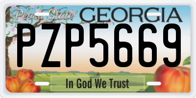 GA license plate PZP5669