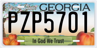 GA license plate PZP5701