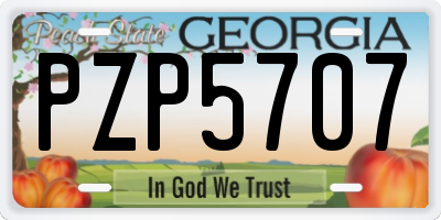 GA license plate PZP5707