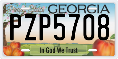 GA license plate PZP5708