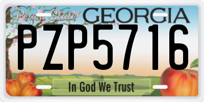 GA license plate PZP5716