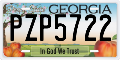 GA license plate PZP5722