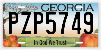 GA license plate PZP5749