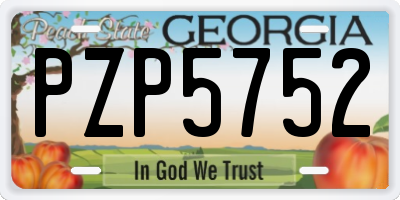 GA license plate PZP5752