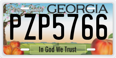 GA license plate PZP5766