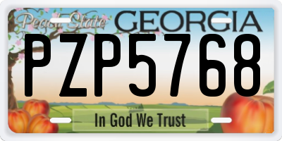 GA license plate PZP5768