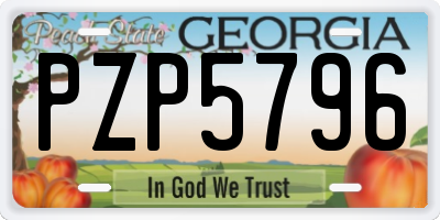 GA license plate PZP5796