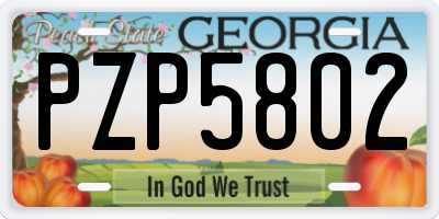 GA license plate PZP5802