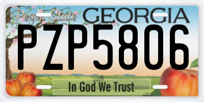 GA license plate PZP5806