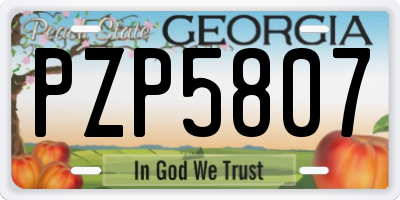 GA license plate PZP5807