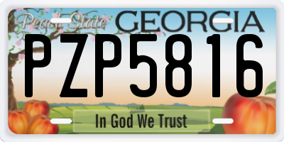 GA license plate PZP5816