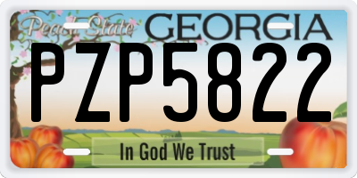 GA license plate PZP5822